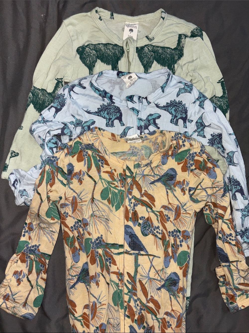 Quinn Kids Pajama Bundle in Green, Blue, and Mustard Floral